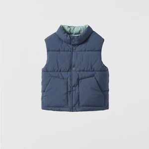 Zara reversible Blue & gray blue Puffer Vest pockets size boys 4/5 runs big.